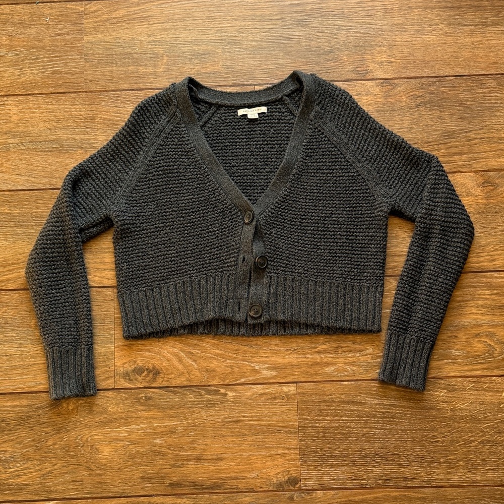 Dark Gray Cropped Cardigan